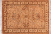 handmade Traditional New Wahid Gold Beige Hand Knotted RECTANGLE 100% WOOL area rug 5x7