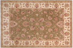 handmade Traditional Kafkaz Lt. Green Ivory Hand Knotted RECTANGLE 100% WOOL area rug 5x7