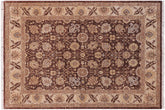handmade Transitional Kafkaz Brown Tan Hand Knotted RECTANGLE 100% WOOL area rug 5' x 7'