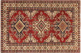 handmade Geometric Super Kazak Red Beige Hand Knotted RECTANGLE 100% WOOL area rug 4' x 6'