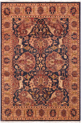 handmade Traditional Kafkaz Blue Gold Hand Knotted RECTANGLE 100% WOOL area rug 5 x 7