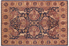 handmade Traditional Kafkaz Blue Gold Hand Knotted RECTANGLE 100% WOOL area rug 5x7
