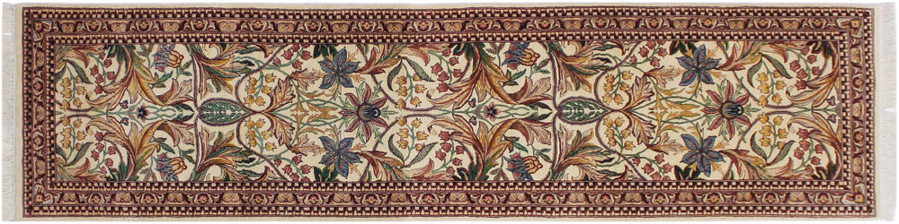 handmade Traditional Internation Beige Brown Hand Knotted RUNNER 100% WOOL area rug 3' x 10'