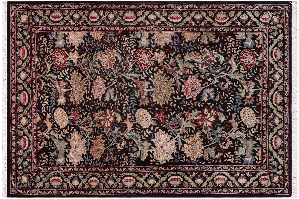 handmade Transitional Morris Black Black Hand Knotted RECTANGLE 100% WOOL area rug 3x5