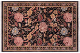 handmade Transitional Kamal Black Black Hand Knotted RECTANGLE 100% WOOL area rug 3x5
