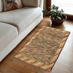 handmade Modern Gabbeh Blue Beige Hand Knotted RECTANGLE 100% WOOL area rug 3' x 5'