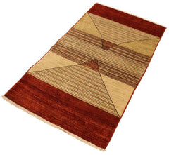 handmade Modern Gabbeh Beige Red Hand Knotted RECTANGLE 100% WOOL area rug 3  x 5