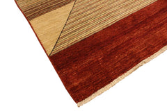handmade Modern Gabbeh Beige Red Hand Knotted RECTANGLE 100% WOOL area rug 3  x 5