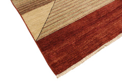 handmade Modern Gabbeh Beige Red Hand Knotted RECTANGLE 100% WOOL area rug 3' x 5'