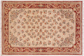 handmade Transitional Kafkaz Ivory Red Hand Knotted RECTANGLE 100% WOOL area rug 3' x 5'