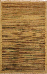 handmade Modern Gabbeh Beige Green Hand Knotted RECTANGLE 100% WOOL area rug 3 x 5