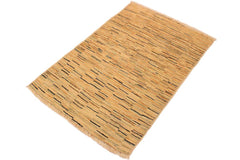 handmade Modern Gabbeh Beige Orange Hand Knotted RECTANGLE 100% WOOL area rug 3  x 4