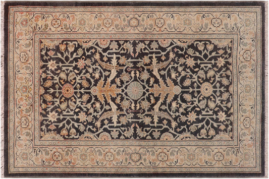 handmade Traditional Kafkaz Charcoal Tan Hand Knotted RECTANGLE 100% WOOL area rug 3x5