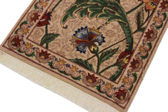 handmade Transitional Azeem Beige Green Hand Knotted RECTANGLE 100% WOOL area rug 2x3