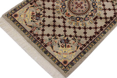 handmade Traditional B/2 Taupe Yellow Hand Knotted RECTANGLE 100% WOOL area rug 2x3