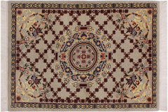 handmade Traditional B/2 Taupe Yellow Hand Knotted RECTANGLE 100% WOOL area rug 2x3