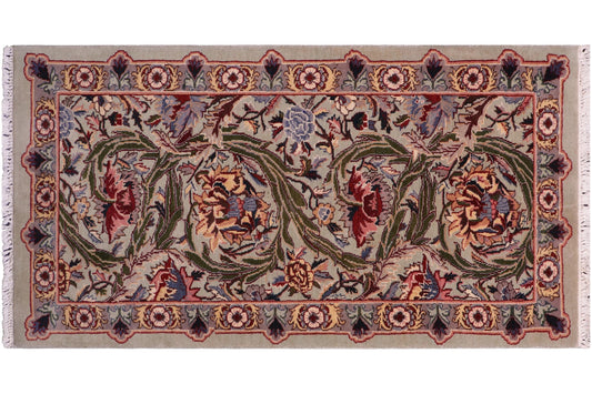 handmade Transitional Marry Gold Lt. Green Lt. Green Hand Knotted RECTANGLE 100% WOOL area rug 2x4