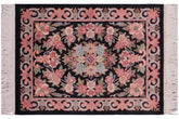 handmade Traditional Abusson Black Black Hand Knotted RECTANGLE 100% WOOL area rug 2x2