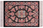 handmade Traditional Abusson Black Black Hand Knotted RECTANGLE 100% WOOL area rug 2x2