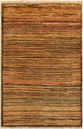 handmade Modern Gabbeh Beige Brown Hand Knotted RECTANGLE 100% WOOL area rug 3 x 5