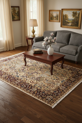 handmade Traditional Design Tan Red Hand Knotted RECTANGLE 100% WOOL area rug 3' x 5'