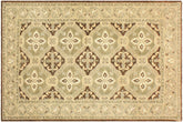 handmade Transitional Kafkaz Brown Green Hand Knotted RECTANGLE 100% WOOL area rug 4' x 7'