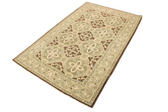 handmade Transitional Kafkaz Brown Green Hand Knotted RECTANGLE 100% WOOL area rug 4' x 7'