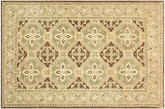 handmade Transitional Kafkaz Brown Green Hand Knotted RECTANGLE 100% WOOL area rug 4' x 7'