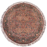 handmade Traditional Imran Brown Green Hand Knotted ROUND 100% WOOL area rug 8' x 8'