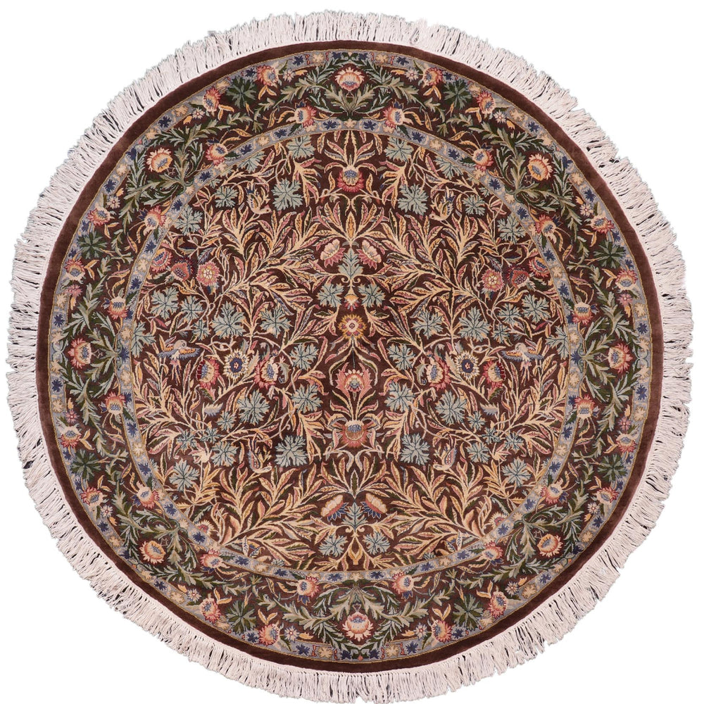 handmade Traditional Imran Brown Gray Hand Knotted ROUND 100% WOOL area rug 6'x6'