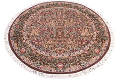 handmade Traditional Imran Brown Gray Hand Knotted ROUND 100% WOOL area rug 8'x8'