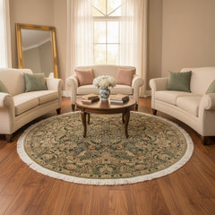 handmade Traditional Nagi Lt. Green Gray Hand Knotted ROUND 100% WOOL area rug 6'x6'