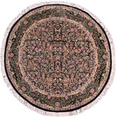 handmade Traditional Imran Black Green Hand Knotted ROUND 100% WOOL area rug 8' x 8'