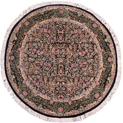 handmade Traditional Imran Black Green Hand Knotted ROUND 100% WOOL area rug 8'x8'