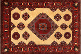 handmade Geometric Kargahi Beige Rust Hand Knotted RECTANGLE 100% WOOL area rug 10' x 13'