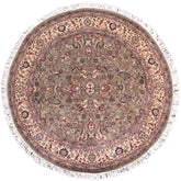 handmade Traditional Abasi Afsha Green Beige Hand Knotted ROUND 100% WOOL area rug 8' x 8'