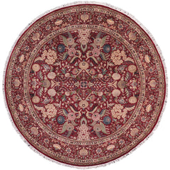 handmade Traditional Nagi Red Pink Hand Knotted ROUND 100% WOOL area rug 8'x8'