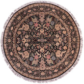 handmade Traditional Nagi Black Black Hand Knotted ROUND 100% WOOL area rug 8' x 8'