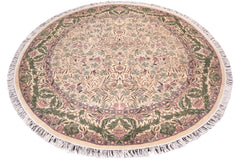 handmade Traditional Imran Beige Green Hand Knotted ROUND 100% WOOL area rug 8'x8'