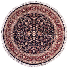 handmade Traditional Abasi Afsha Blue Red Hand Knotted ROUND 100% WOOL area rug 8'x8'
