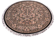 handmade Traditional Rimjim Black Gray Hand Knotted ROUND 100% WOOL area rug 8'x8'