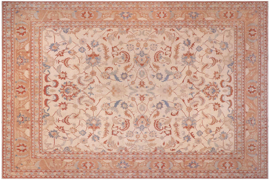 handmade Traditional Kafkaz Ivory Rose Hand Knotted RECTANGLE 100% WOOL area rug 13x17