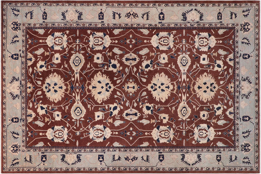 handmade Traditional Kafkaz Brown Lt. Blue Hand Knotted RECTANGLE 100% WOOL area rug 12x18