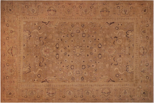 handmade Traditional Antique Brown Tan Hand Knotted RECTANGLE 100% WOOL area rug 13x17