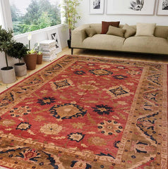 handmade Traditional Kafkaz Rust Olive Green Hand Knotted RECTANGLE 100% WOOL area rug 12 x 18