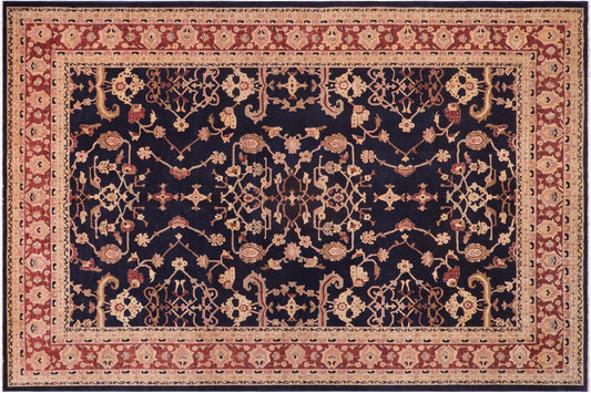 handmade Transitional Kafkaz Blue Red Hand Knotted RECTANGLE 100% WOOL area rug 12' x 16'
