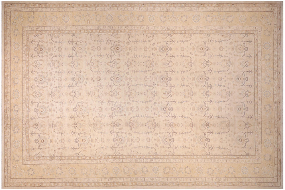 handmade Transitional Kafkaz Ivory Rust Hand Knotted RECTANGLE 100% WOOL area rug 14' x 20'