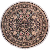 handmade Traditional Nagi Black Gold Hand Knotted ROUND 100% WOOL area rug 8'x8'