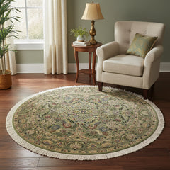 handmade Traditional Nagi Green Gray Hand Knotted ROUND 100% WOOL area rug 6'x6'
