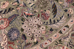 handmade Traditional Nagi Green Grey Hand Knotted ROUND 100% WOOL area rug 6'x6'
